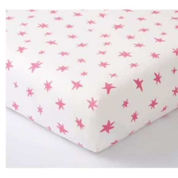 Pottery Barn Scandi Star Crib Fitted Sheet Pink - Picture 1 of 6